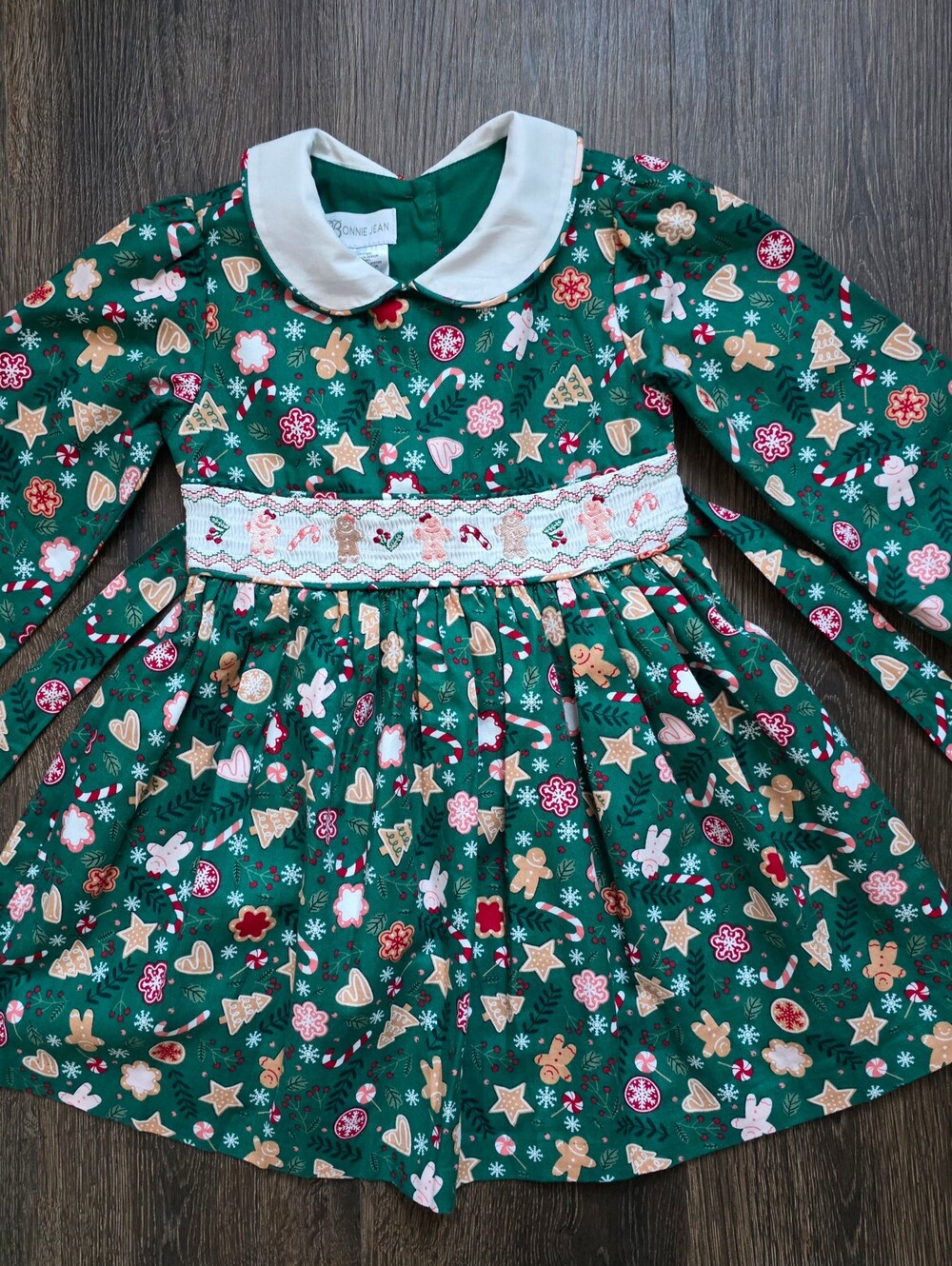 Bonnie Jean Gingerbread Smocking Dress - Picture 3 of 14